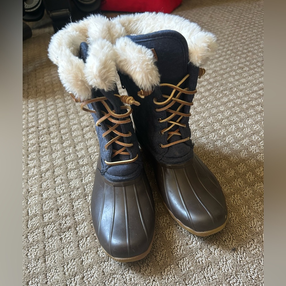 Girls Sperry Saltwater Boots Navy 5